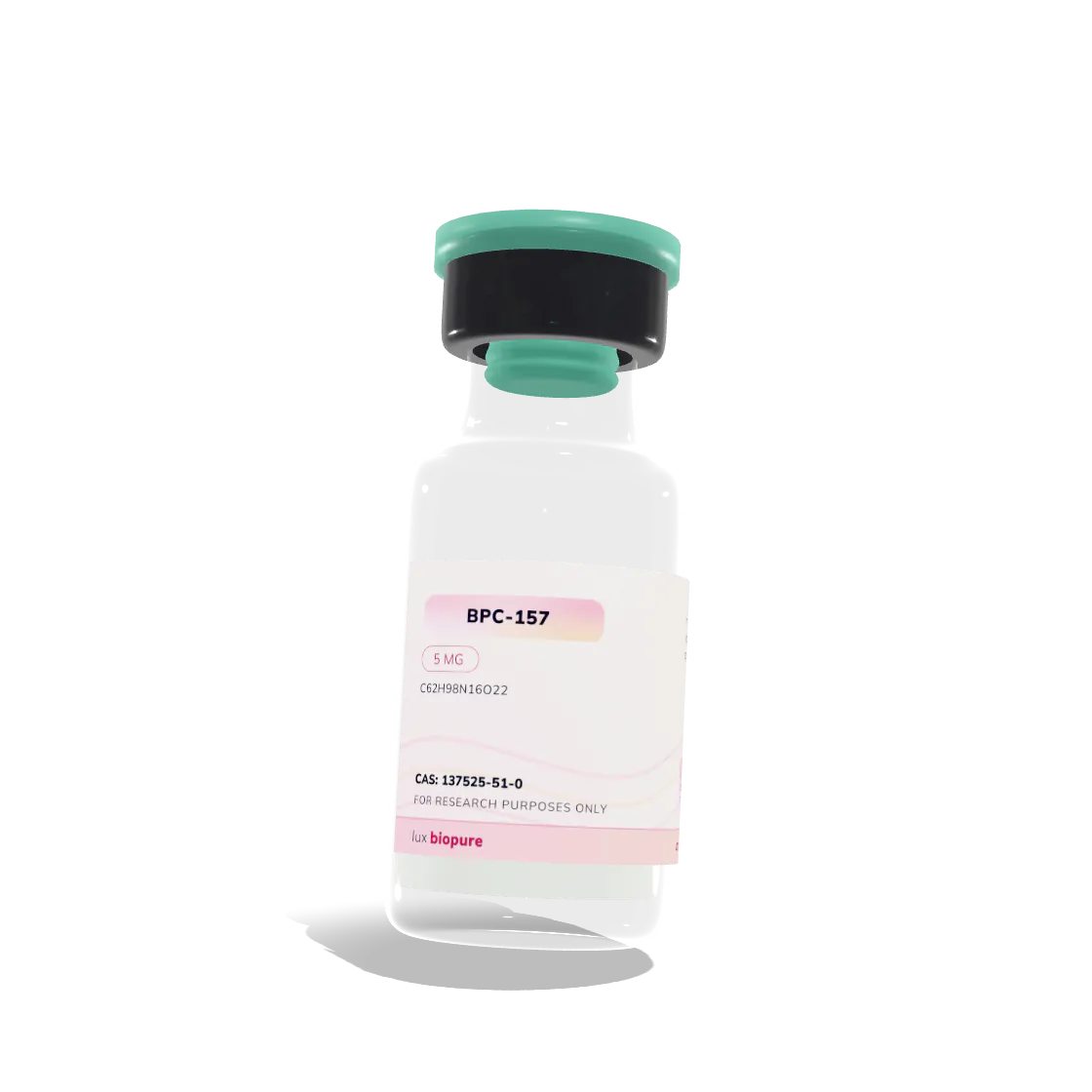 BPC-157 5mg research peptide vial, Lux BioPure, Canada. For laboratory research use only.
