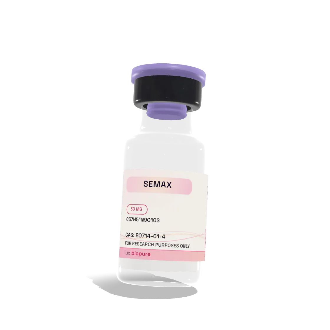 Semax research peptide vial, Lux BioPure, Canada. For laboratory research use only.