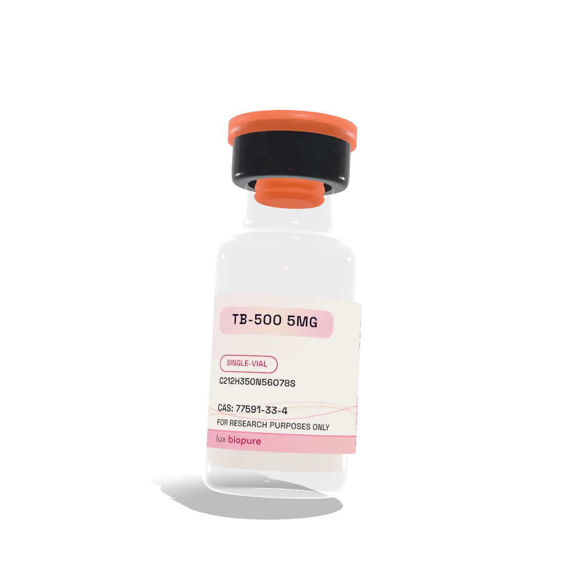 TB-500 5mg research peptide vial, Lux BioPure, Canada. For laboratory research use only.